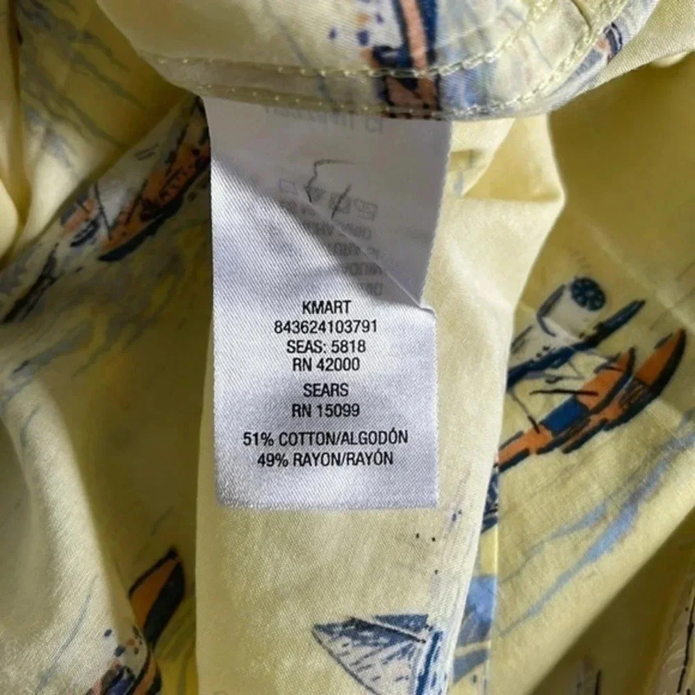 David Taylor Resort Short Sleeve Button Up Shirt Yellow Print‎ Men’s Size 2X - Picture 5 of 6